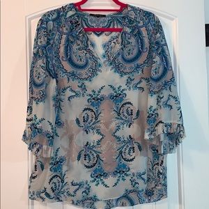 Kobi Halperin blue and turquoise silk blouse